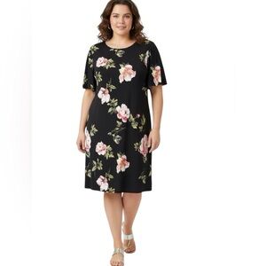Alexandra + Oak Summer Chic Black Floral Midi Dress size XL